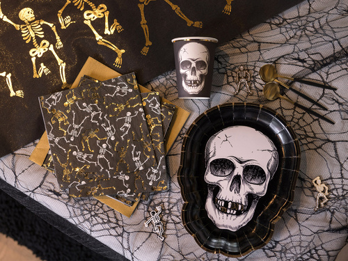 Talerzyki papierowe halloweenowe - Czaszka - 19 x 25 cm - 10 szt.