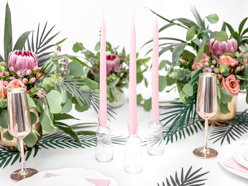 Świeca stożkowa jasno-różowa - 24 cm - 10 szt.