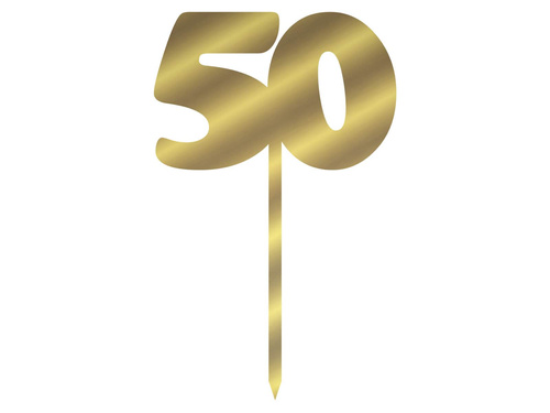 Topper z lustrzanej pleksi złoty na tort 50 - 12 cm