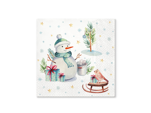 Serwetki bożonarodzeniowe Bałwanek - 33 cm - 20 szt.