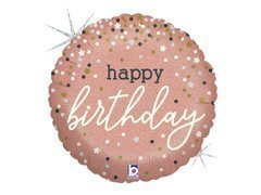 Balon foliowy Happy Birthday różowe złoto - 46 cm - 1 szt.