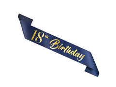 Szarfa urodzinowa 18th Birthday granatowa - 1 szt.