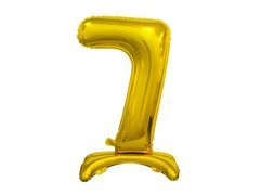 Balon foliowy stojący cyfra 7 złota - 74 cm