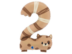 Balon foliowy cyfra 2 Kot - 57x88 cm - 1 szt.