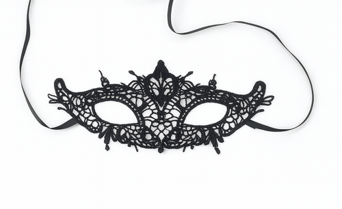 Koronkowa maska karnawałowa czarna - 1 szt.