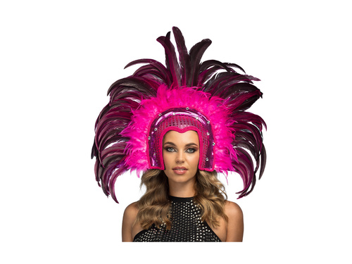 Nakrycie głowy z piór Samba różowe