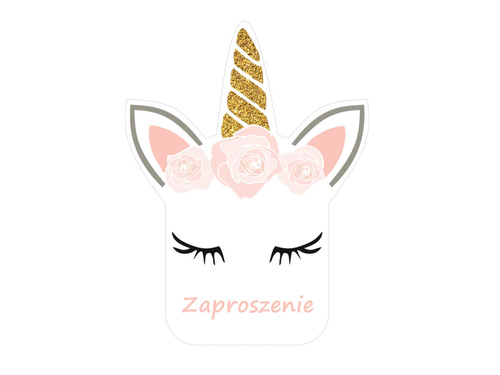 Zaproszenia personalizowane na urodziny Piękny Jednorożec - 8 szt.