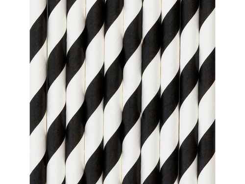 Słomki rurki biało-czarne- 10 szt.