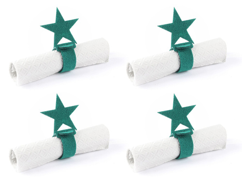 Serwetnik ze wzorem świątecznym - Gwiazda - 21 cm - 4 szt.