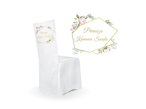 Pokrowiec na krzesło z matowej tkaniny I Komunia Święta - 1 szt.