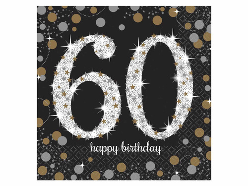 Serwetki na sześćdziesiąte urodziny - 33cm - 16 szt.