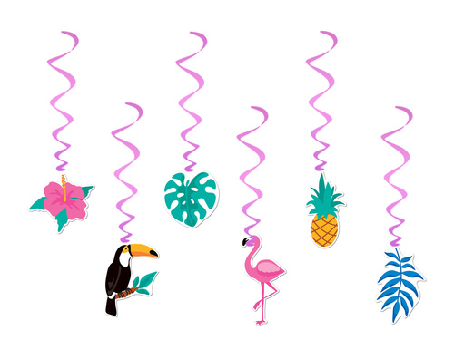 Dekoracja wisząca urodzinowa hawajska Aloha Party - 6 szt.