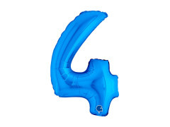 Balon foliowy cyfra 4 niebieski - 14" - 1 szt.