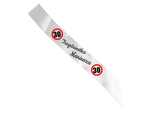 Szarfa personalizowana z imieniem na 30 urodziny - 140 cm - 1 szt.