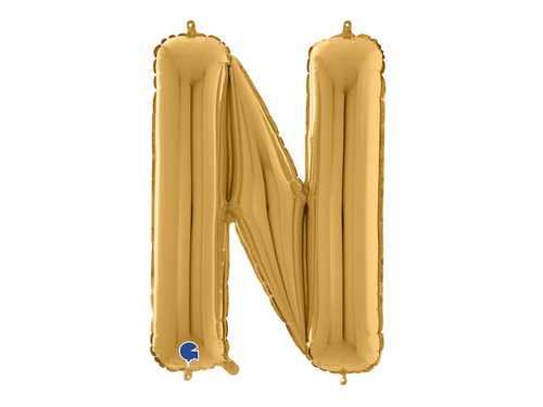Balon foliowy złota litera N - 66 cm - 1 szt.