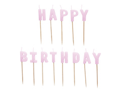 Świeczki pikery napis Happy Birthday - fioletowe - 1 op.