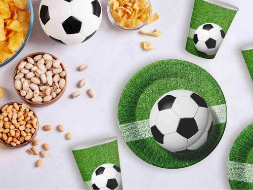 Kubeczki papierowe Piłka Nożna - 200 ml - 6 szt.