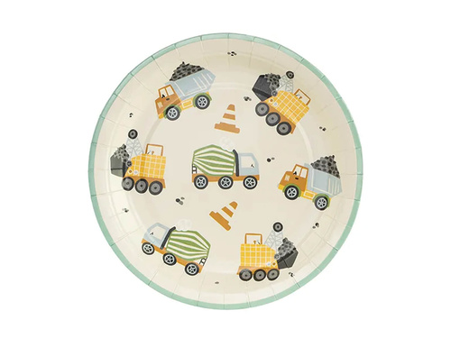 Talerzyki papierowe na urodziny Budowa - 18 cm - 6 szt.