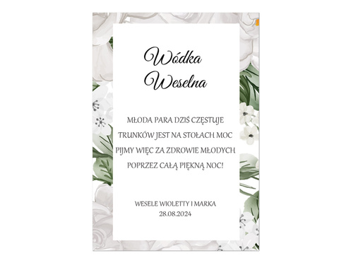 Etykiety personalizowane na butelkę z Wódką Weselną - 9 szt.