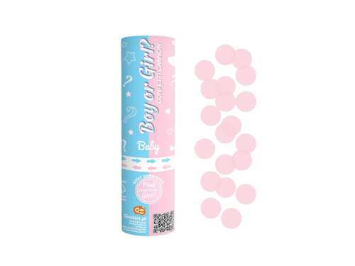 Tuba strzelająca Boy or Girl? z różowym konfetti - 15 cm - 1 szt.