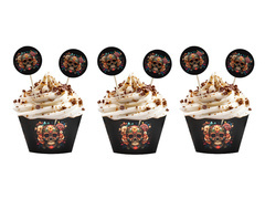Zestaw dekoracji na babeczki Dia de los muertos - 12 szt.