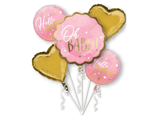 Bukiet balonów foliowych Oh Baby! różowy - 1 kpl.