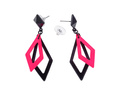 Kolczyki romby różowo-czarne