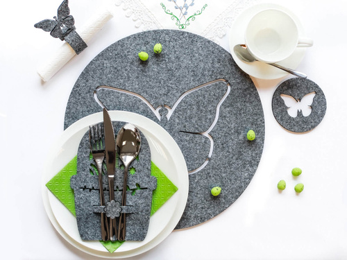 Etui na sztućce z miękkiego filcu - Koszyczek Wielkanocny - 2 szt.