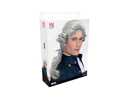 Peruka kolonialna siwa z kucykiem