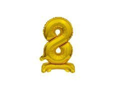 Balon foliowy stojący cyfra 8 złota - 38 cm