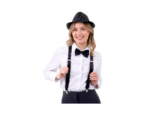 Mucha cekinowa czarna - 7 x 12 cm - 1 szt.