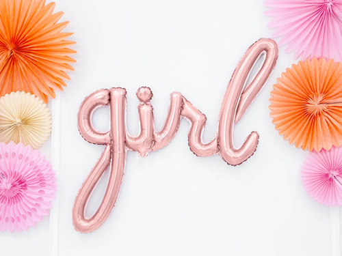 Balon foliowy różowe złoto napis Girl - 77 x 70 cm