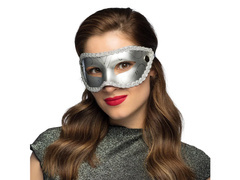 Maska karnawałowa srebrna - 1 szt.