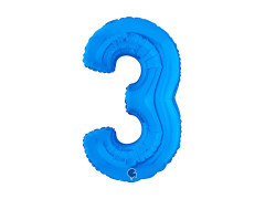 Balon foliowy cyfra 3 niebieski - 26" - 1 szt.