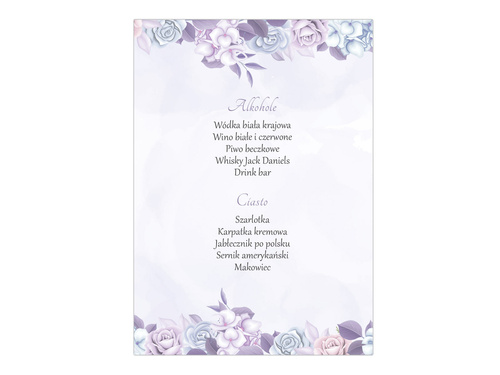 Weselne menu lawendowe - 4 szt.