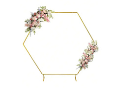 Heksagonalny stelaż do balonów złoty - 200 x 220 cm - 1 szt.