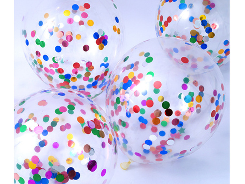 Balony przezroczyste z kolorowym konfetti - 30 cm - 100 szt.
