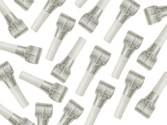 Gwizdki trąbki rozwijane srebrne -  100 szt.