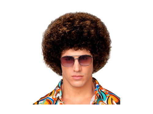 Brązowa peruka afro disco z lat 70.