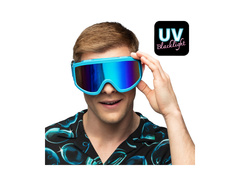 Imprezowe gogle narciarskie neonowe niebieskie