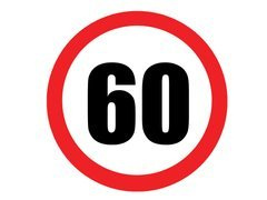 Dekoracyjny jadalny opłatek tortowy Znak zakazu na 60-te urodziny - 20 cm