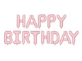 Balon foliowy Happy Birthday matowy różowy - 340 x 35 cm