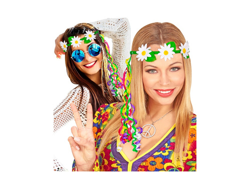 Stokrotkowy diadem z kolorowymi wstążkami