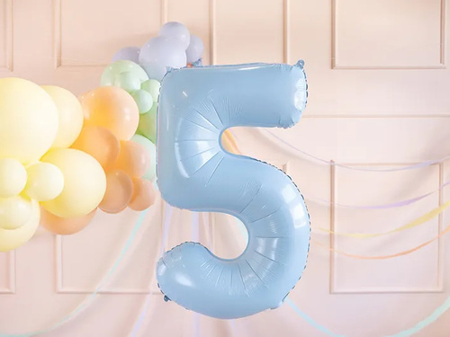 Balon foliowy błękitny cyfra 5 - 72 cm - 1 szt.