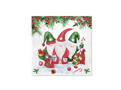 Serwetki bożonarodzeniowe Świąteczne Krasnale - 33 cm - 20 szt.