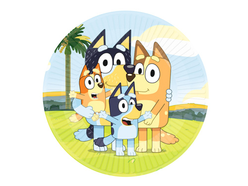 Talerzyki papierowe na urodziny Bluey - 23 cm - 8 szt.