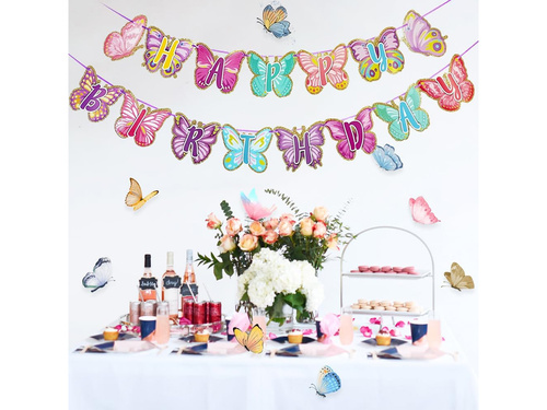 Girlanda Motylki Hapy Birthday - 500 cm - 1 op.