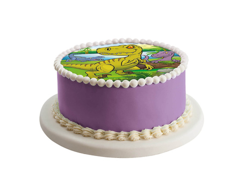 Dekoracyjny opłatek tortowy Dinozaur - 16 cm - 1 szt.