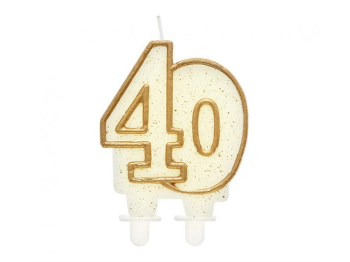 Świeczka na 40-tke ze złotą obwódką - 1 szt.