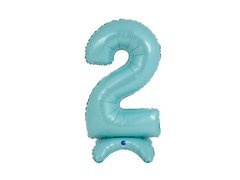 Balon foliowy stojący cyfra 2 pastelowa niebieska - 64 cm - 1 szt.